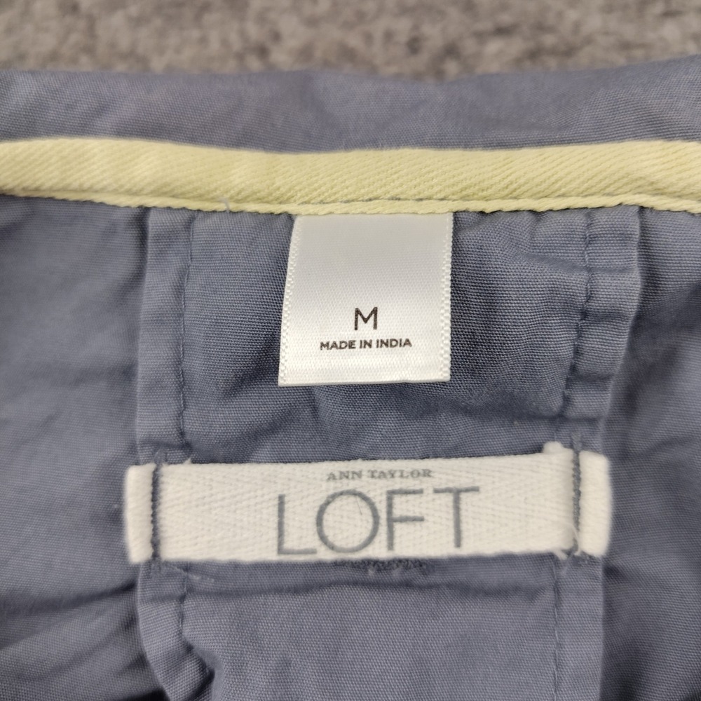 Ann Taylor Loft Utility Jacket Blue Gray Ruffle Collar Drawstring Waist Medium - Picture 4 of 6